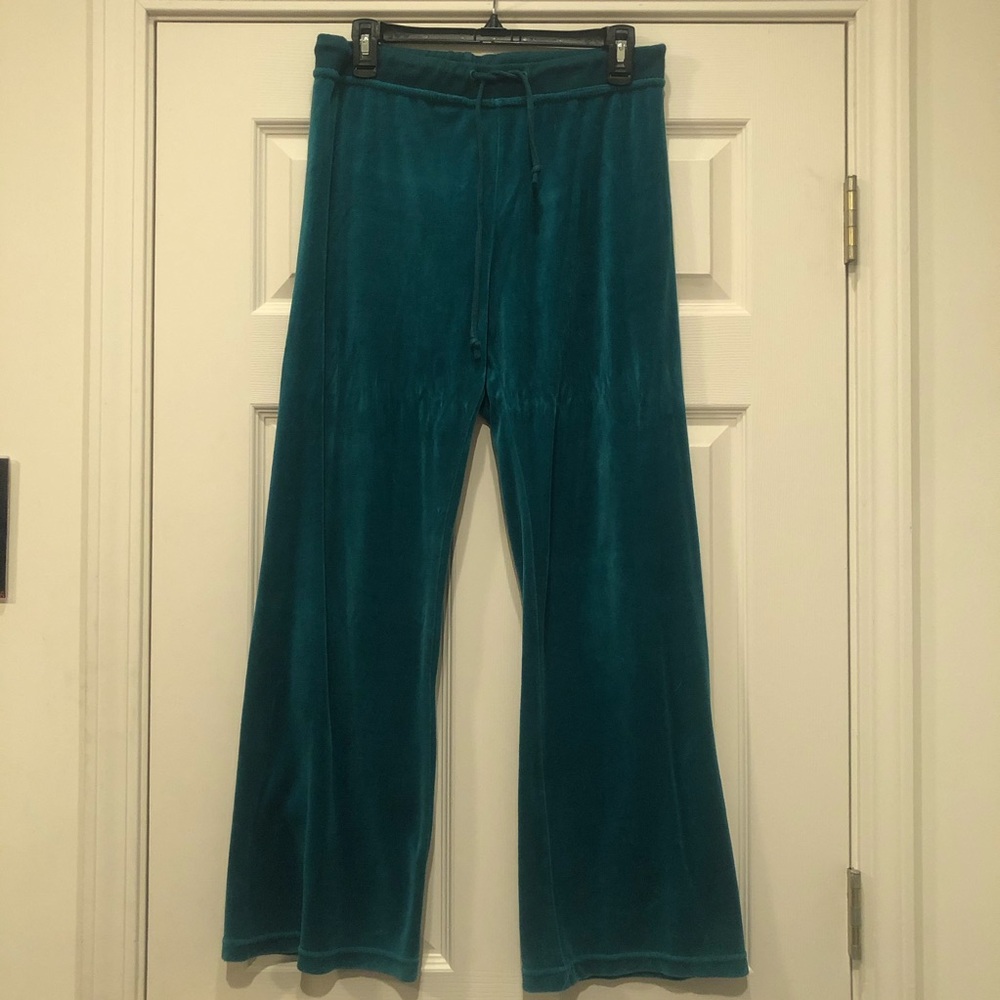 Teal velvet track pants size M/10-12